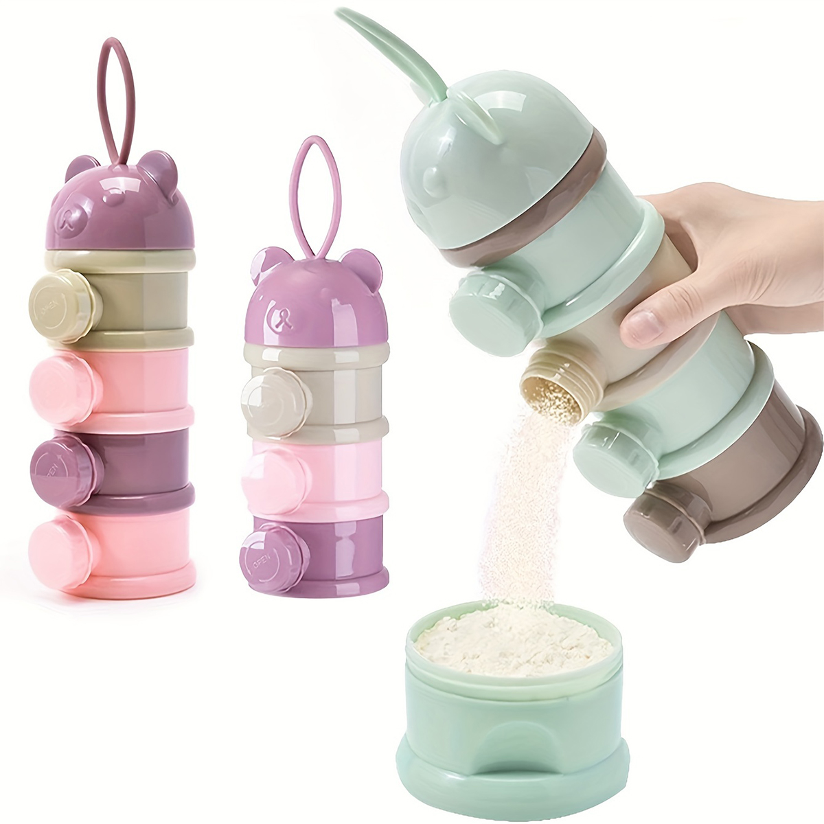 Baby Food Universe - ストラップ付き大容量ベビーミルクパウダーコンテナ、ベビーフォーミュラディスペンサー、積み重ね可能な食品保存ボックス、ポータブルスナックボックス