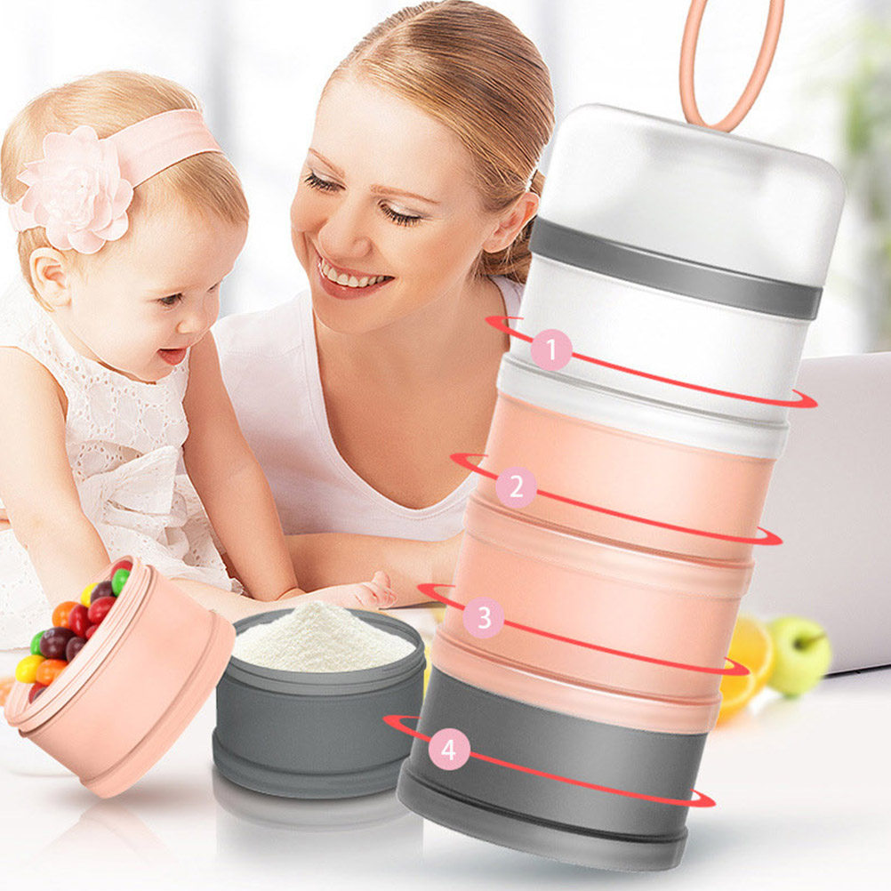 Baby Food For Travelling - 2個入りの粉ミルクケース。ベビーフードの整理に便利。積み重ねて収納できる、持ち運び可能な分割式粉ミルクディスペンサー。旅行に最適。