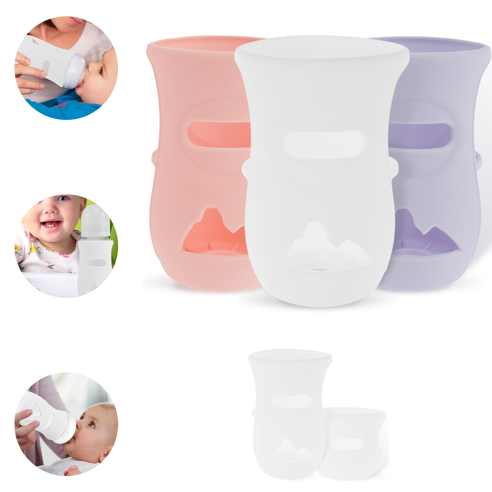 Baby Food Containers Glass - シリコンスリーブ シリコン哺乳瓶カバー 断熱ガラスボトル AVENT ガラスナチュラル哺乳瓶 4/8オンスと互換性あり