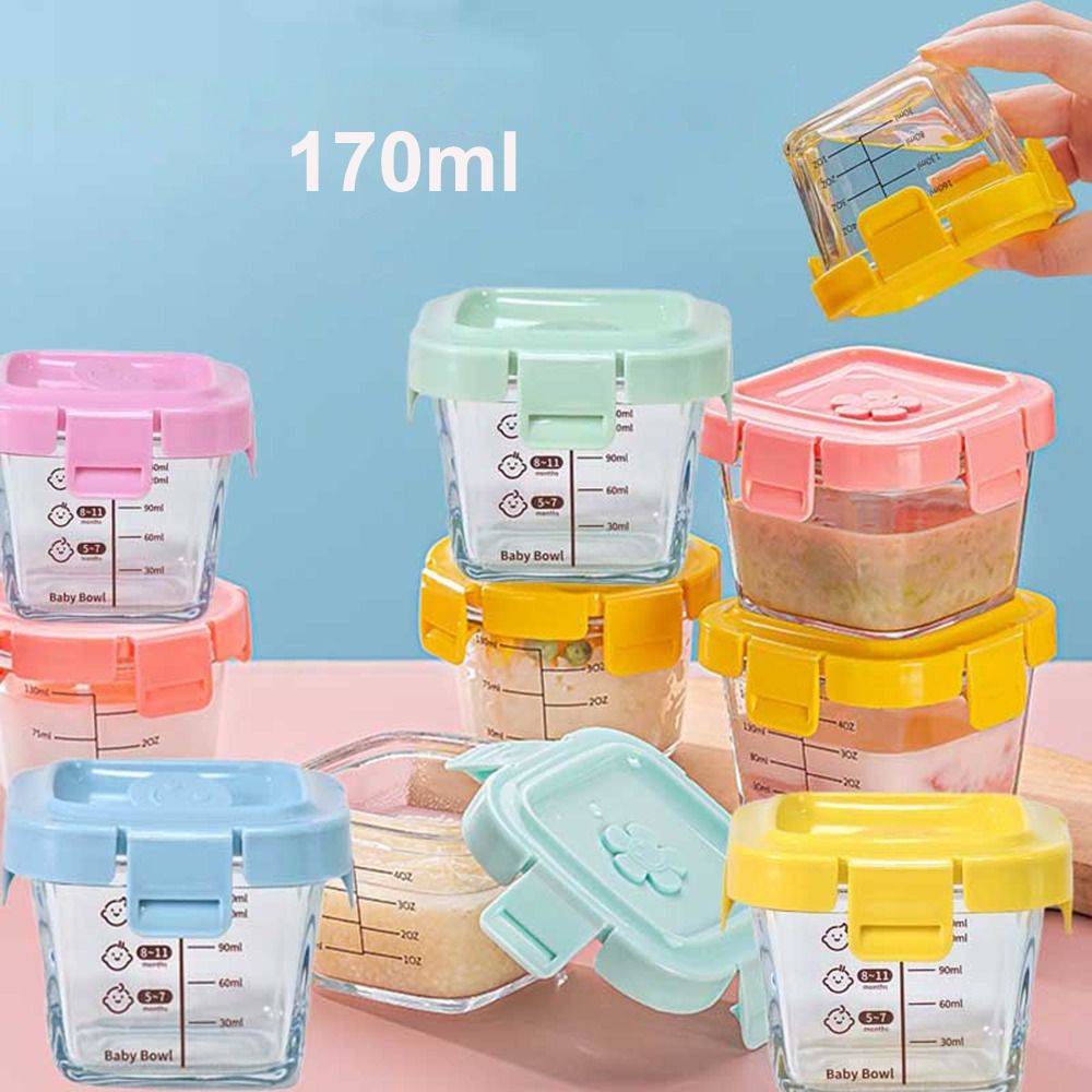 Baby Food Jar - 小さな石、ベビーカップ、電子レンジ対応、冷凍用のガラス食品収納ボックス、170ml