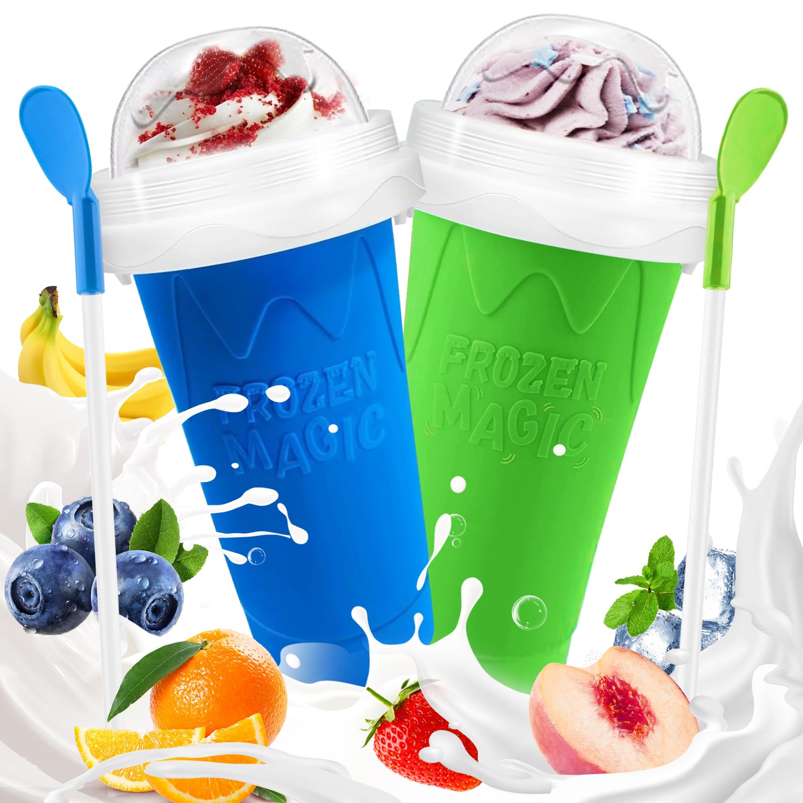 Training Cup Straw - スラッシュカップ DIY マジックスラッシュメーカーカップ ジュースミルクやアイスクリーム用のポータブルカップ 蓋ストロー付き二重層シリカを作る