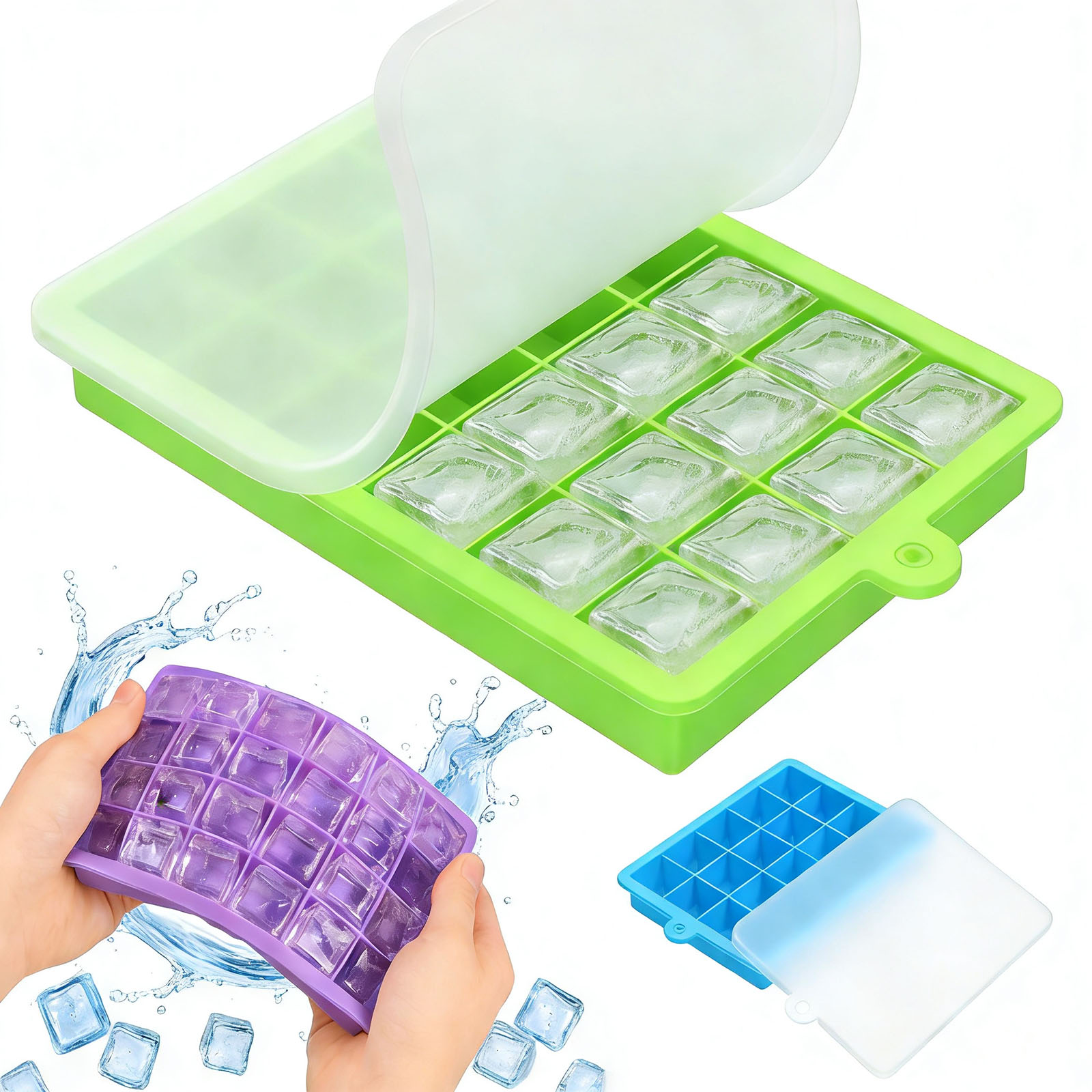 Baby Food Jelly - シリコン製アイスキューブトレイ、簡単リリースアイスモールド、冷凍庫用スタッカブルアイスメーカー、ウイスキー、ベビーフード、ピューレ、チーズ、ゼリー用モールド