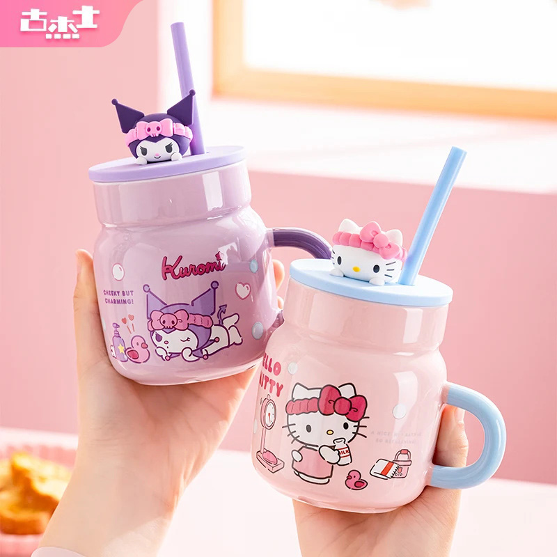 Training Cup Straw - サンリオ 450ml セラミックマグ ハローキティ クロミ 漫画風ウォーターカップ