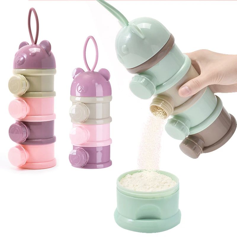 Baby Food Universe - 3/4 層ベビーポータブルベビーフード収納ボックス複数の開口部ディスペンサー漫画幼児粉ミルクボックス幼児スナック容器