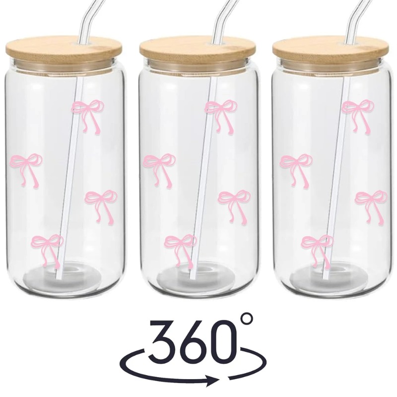 可愛いリボン付きガラスカップ 500ml タンブラー メイソ - Training Cup Straw のレビューと価格
