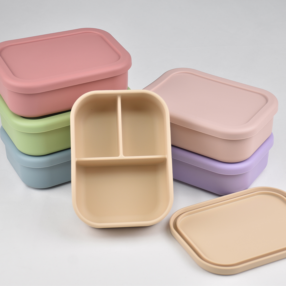3つのコンパートメントに分かれた食品グレードシリコン製弁当箱 - Baby Food Universe のレビューと価格