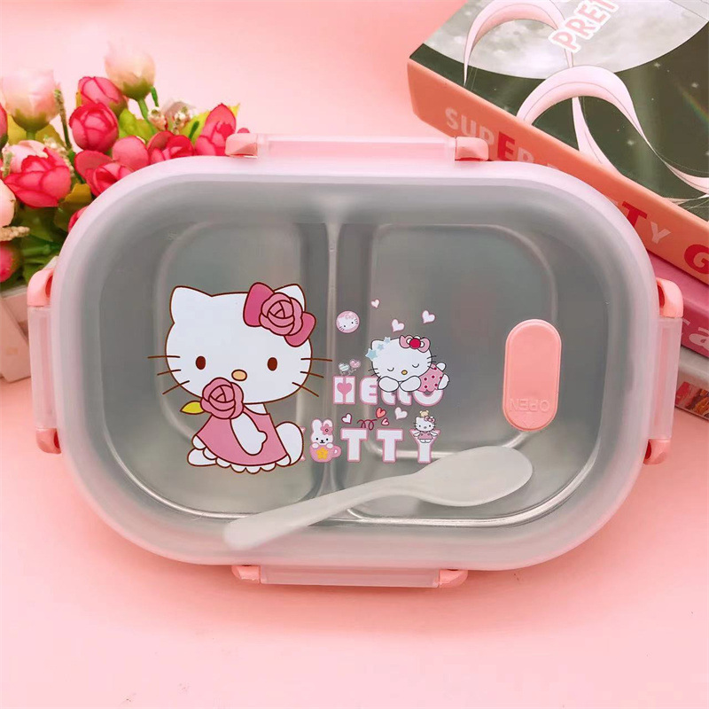 サンリオの新しいハローキティのかわいいステンレス製コンパート - Baby Food Containers Glass のレビューと価格