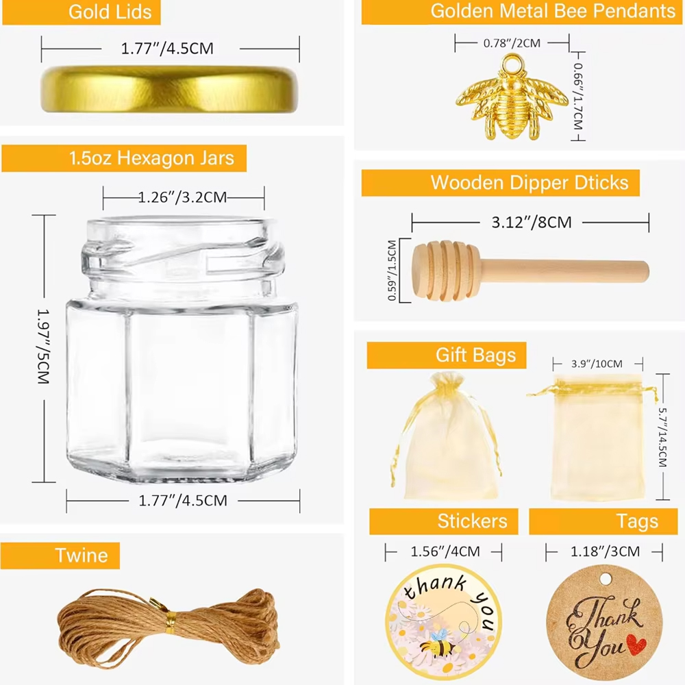 小さなハニージャー、ミニハニージャー（スプーン付き）、六角形 - Baby Food Jar のレビューと価格