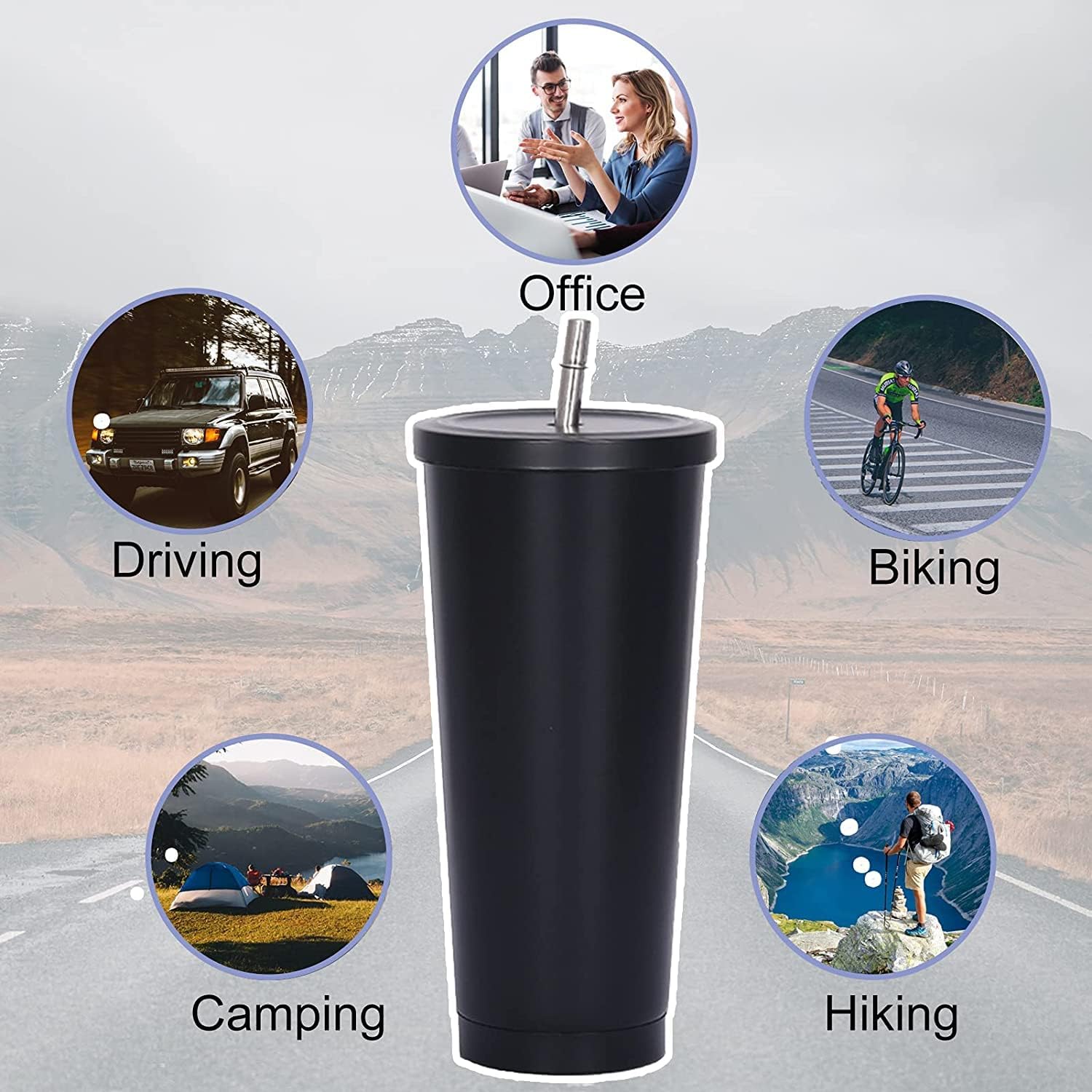 750ml二重壁断熱タンブラー、ストロー付き、再利用可能なス - Training Cup Straw のレビューと価格