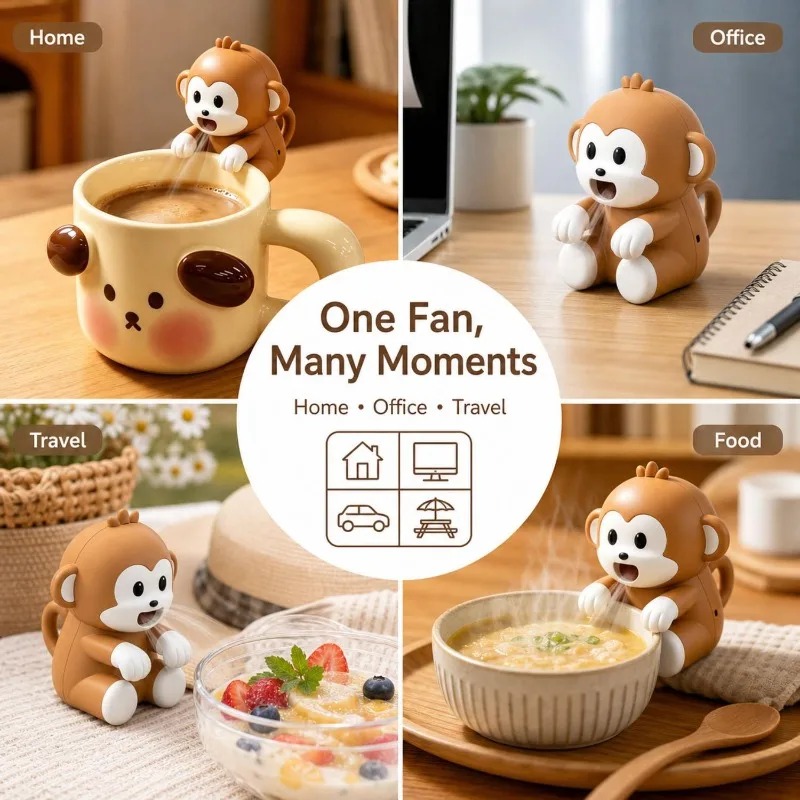持ち運び可能な猿型フードクーラーファン、USB充電式、3段階 - Baby Food For Travelling のレビューと価格