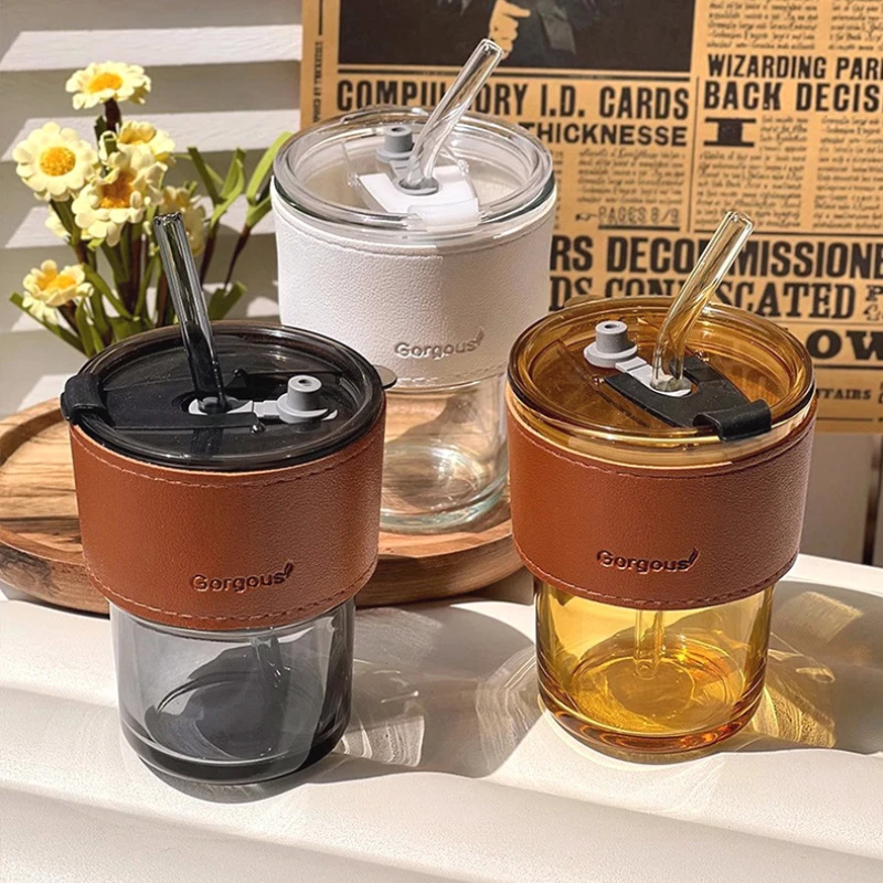 ガラス製シッパーカップ、再利用可能な漏れ防止ドリンクカップ、 - Training Cup Straw のレビューと価格
