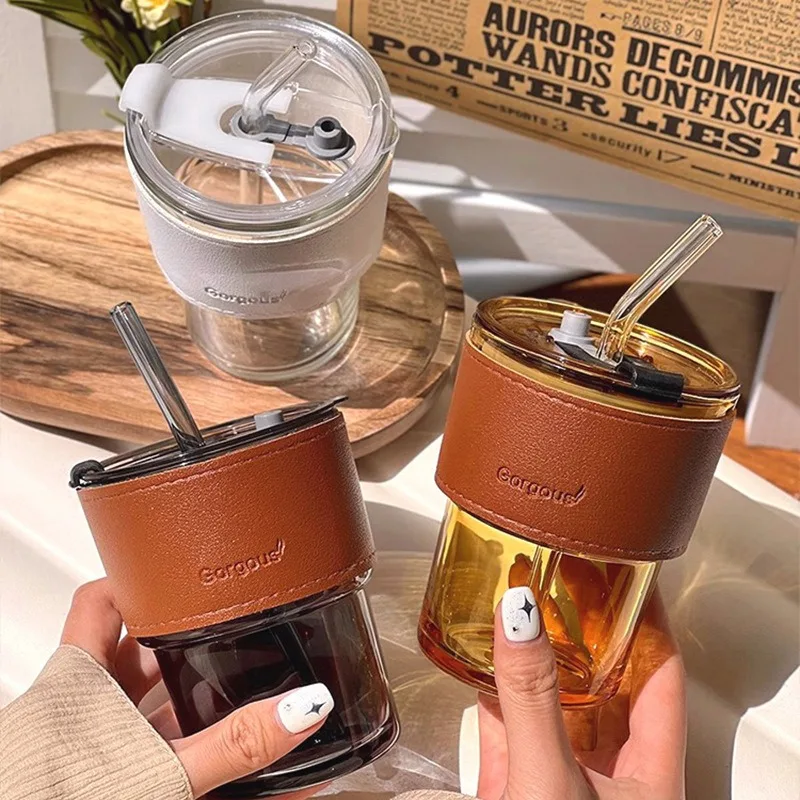 ガラス製シッパーカップ、再利用可能な漏れ防止ドリンクカップ、 - Training Cup Straw のレビューと価格