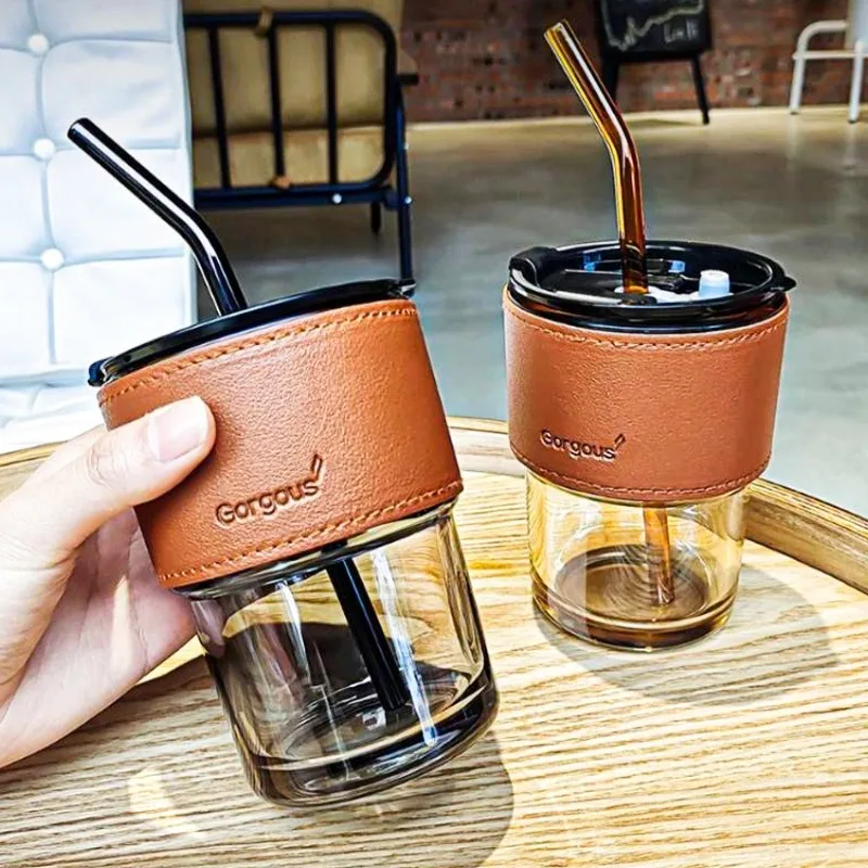 ガラス製シッパーカップ、再利用可能な漏れ防止ドリンクカップ、 - Training Cup Straw のレビューと価格
