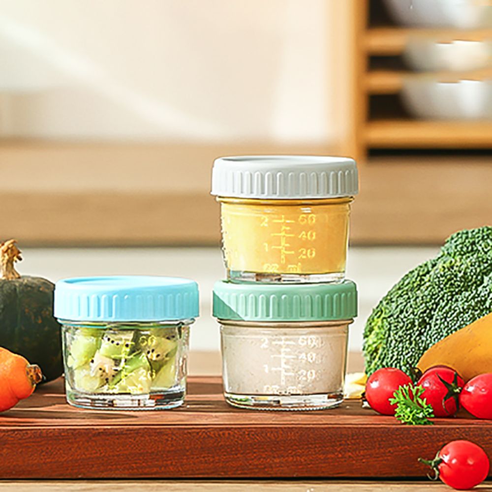 6個入り 多目的ガラス製ベビーフードジャー 再利用可能 目盛 - Baby Food Containers Glass のレビューと価格