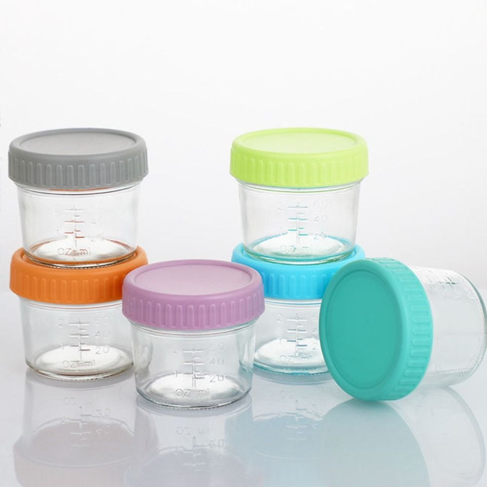 6個入りガラス製ベビーフードジャー 再利用可能 目盛り付き  - Baby Food Containers Glass のレビューと価格