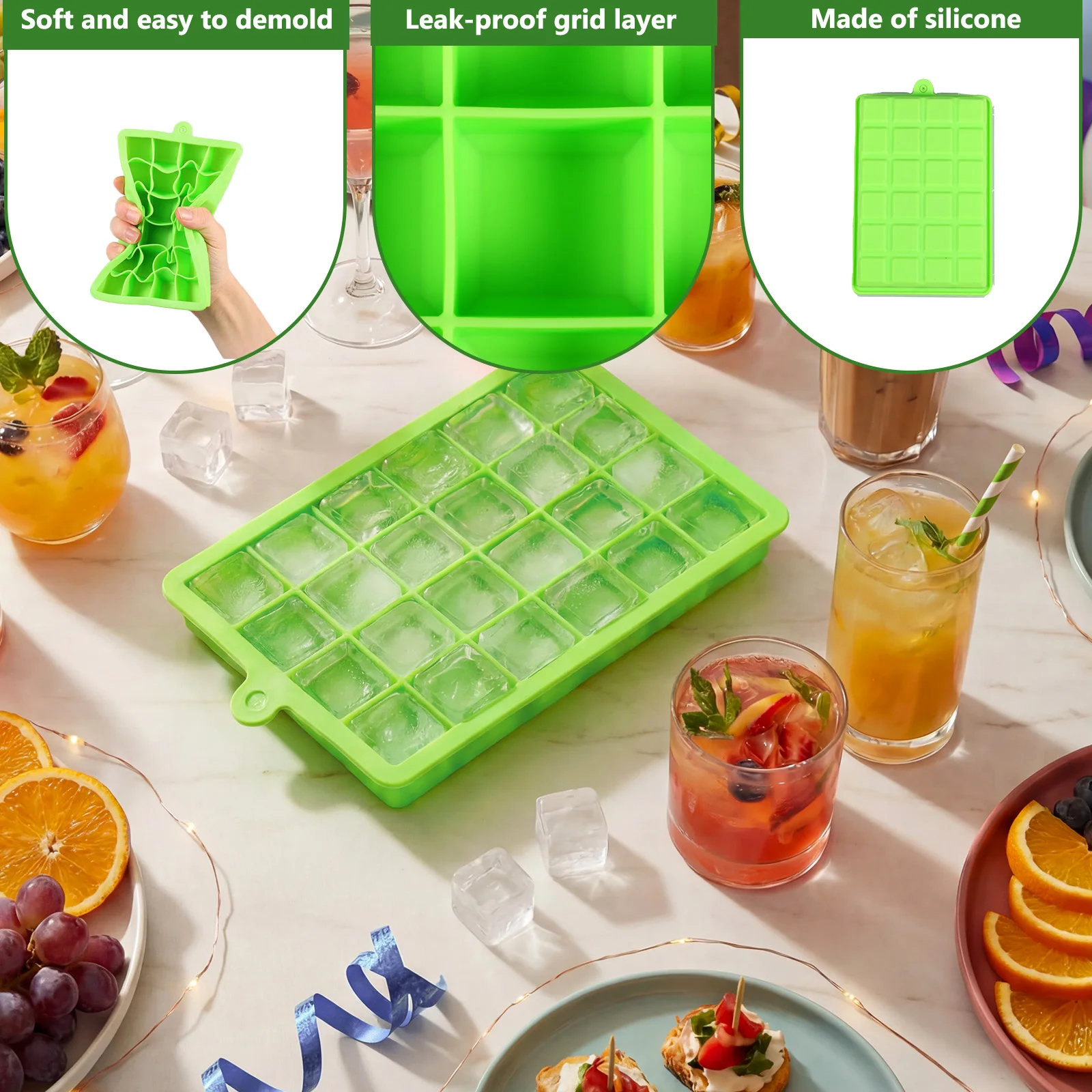 シリコン製アイスキューブトレイ、簡単リリースアイスモールド、 - Baby Food Jelly のレビューと価格