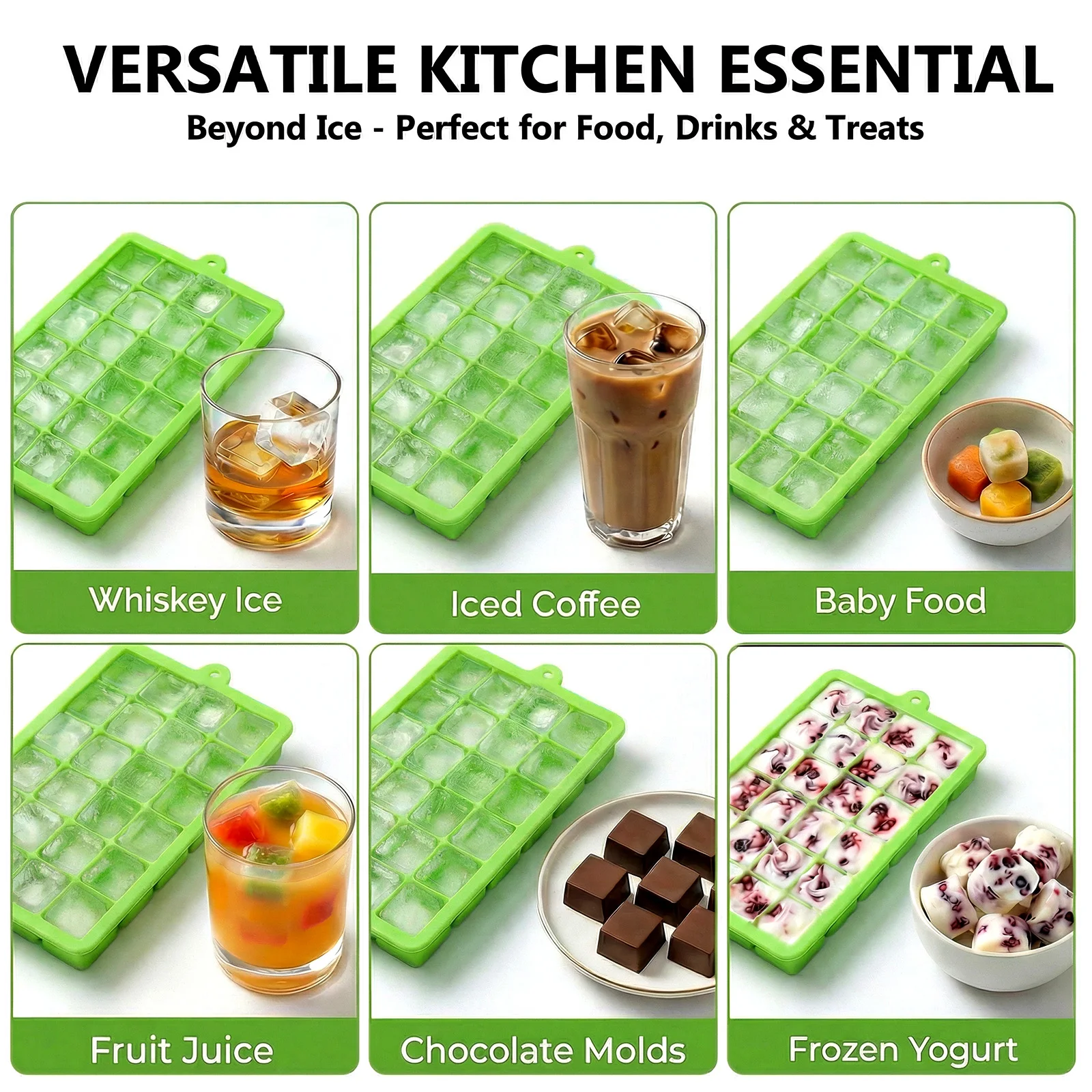 シリコン製アイスキューブトレイ、簡単リリースアイスモールド、 - Baby Food Jelly のレビューと価格