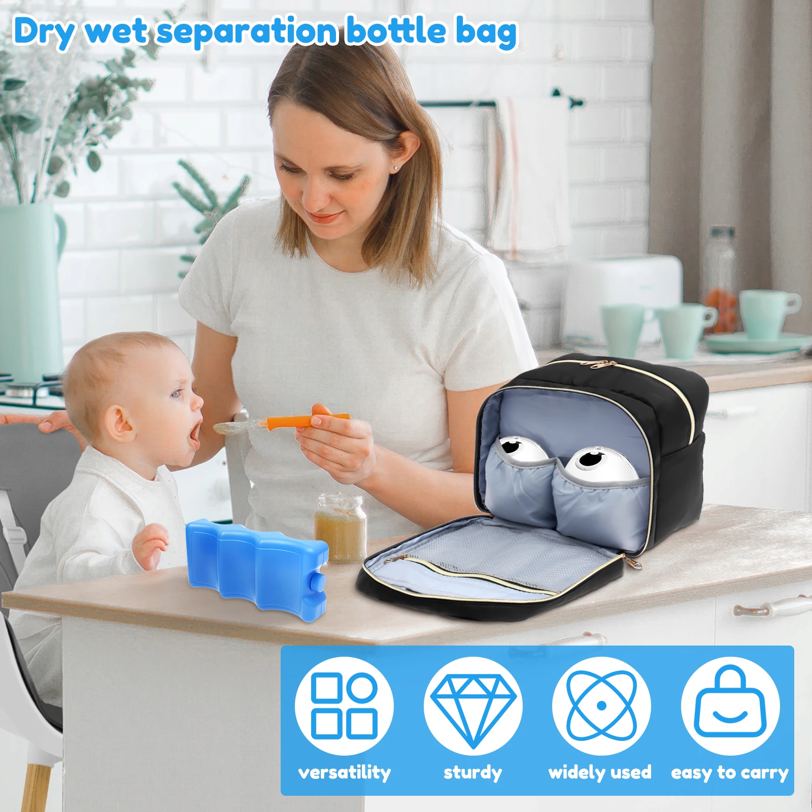 搾乳器収納バッグ、保冷剤と防水マット付き、ポータブル母乳クー - Baby Food For Travelling のレビューと価格