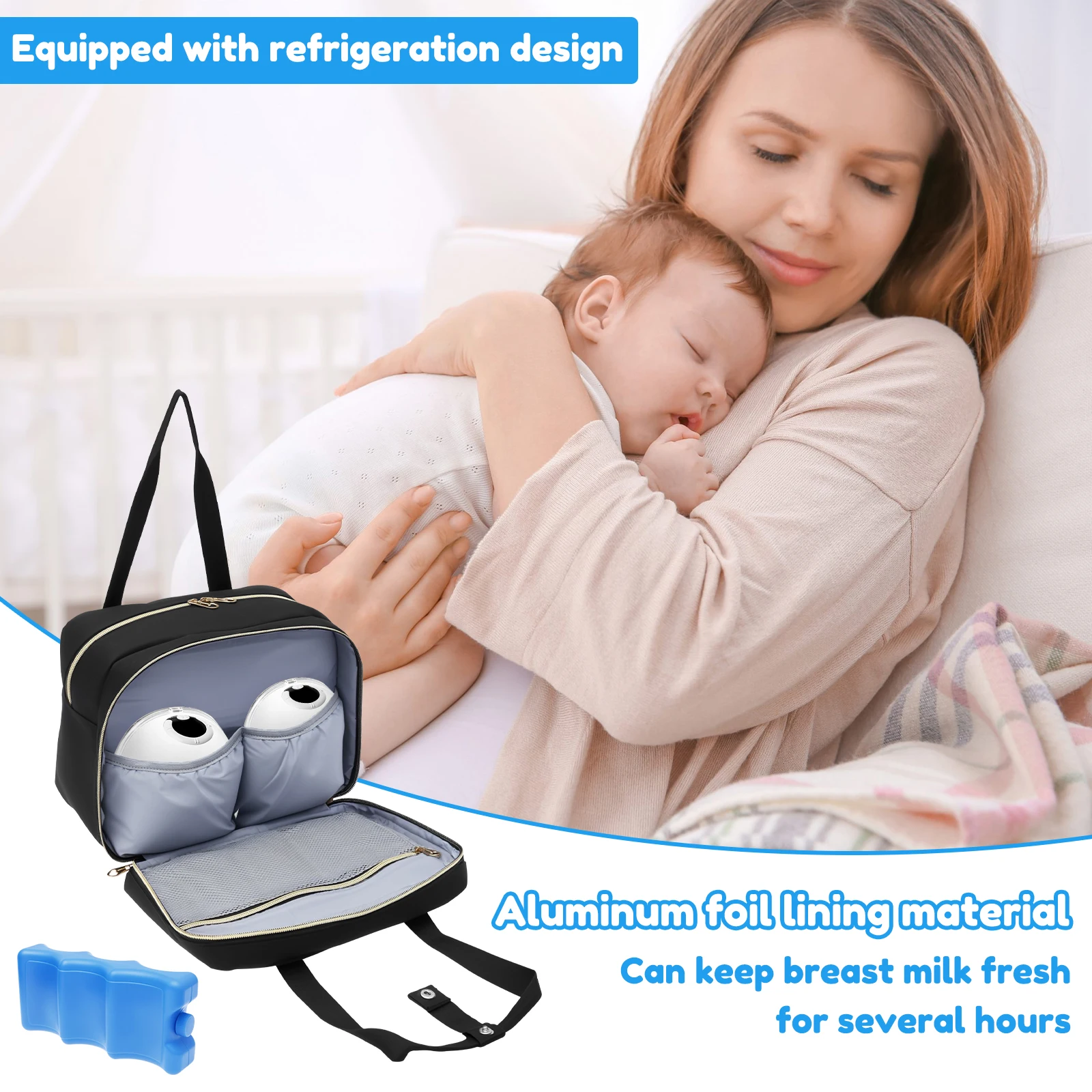 搾乳器収納バッグ、保冷剤と防水マット付き、ポータブル母乳クー - Baby Food For Travelling のレビューと価格
