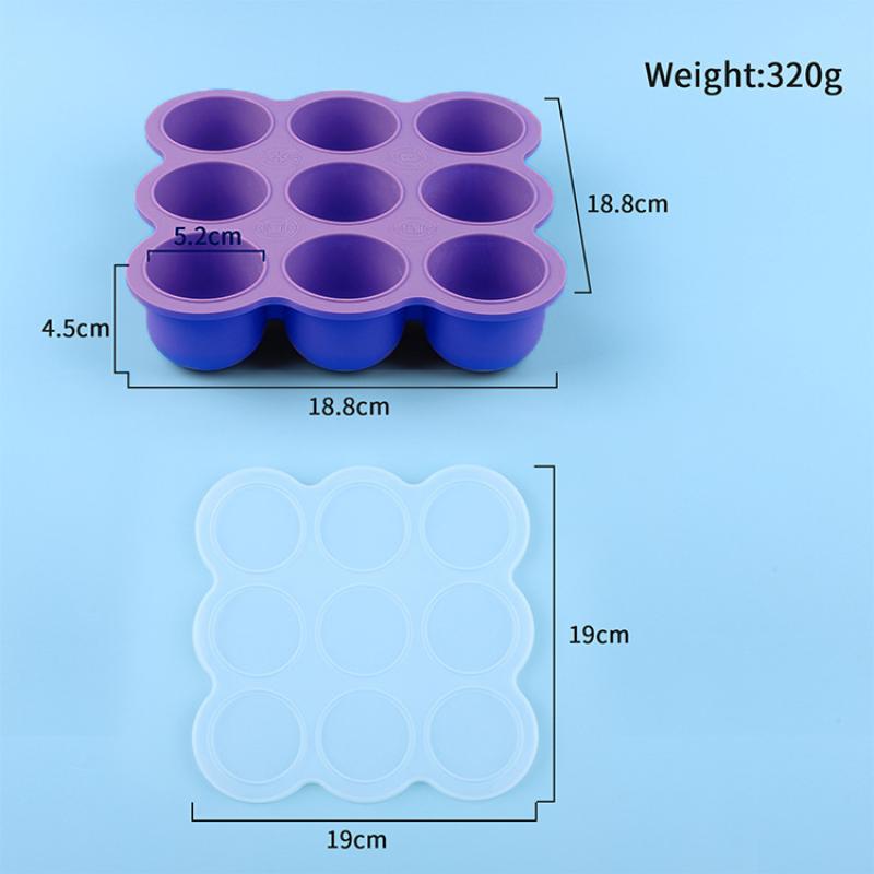 ベビーフードシリコン容器 9グリッド冷凍トレイ 漏れ防止蓋  - Baby Food Universe のレビューと価格