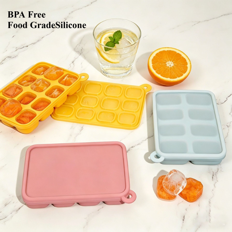 プラチナシリコン製ベビーフード冷凍トレイ 蓋付き 8/12個 - Freezer Tray Baby のレビューと価格