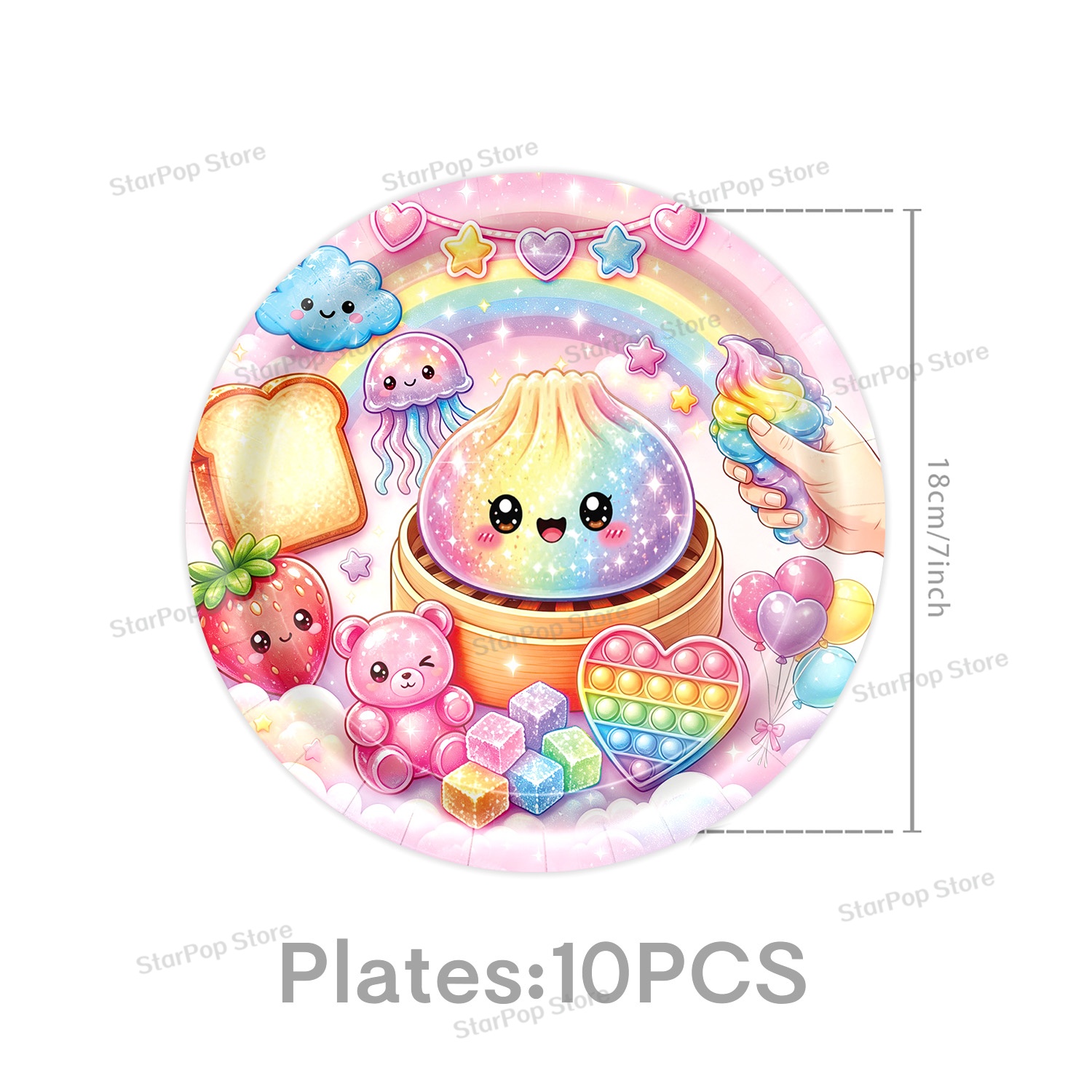 ふわふわの餃子柄の誕生日パーティー装飾、紙皿、紙コップ、ナプ - Baby Food Universe のレビューと価格