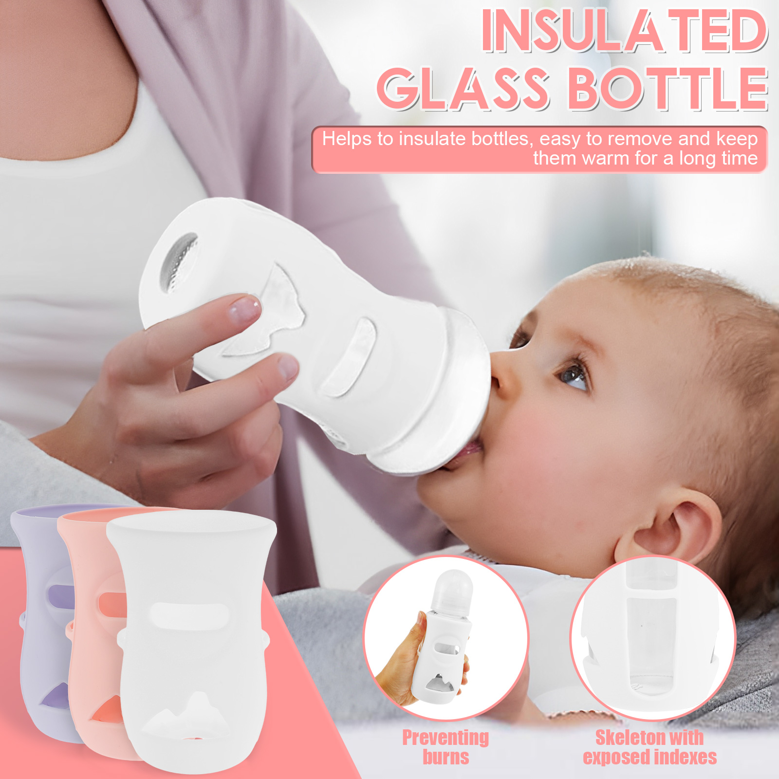 シリコンスリーブ シリコン哺乳瓶カバー 断熱ガラスボトル A - Baby Food Containers Glass のレビューと価格