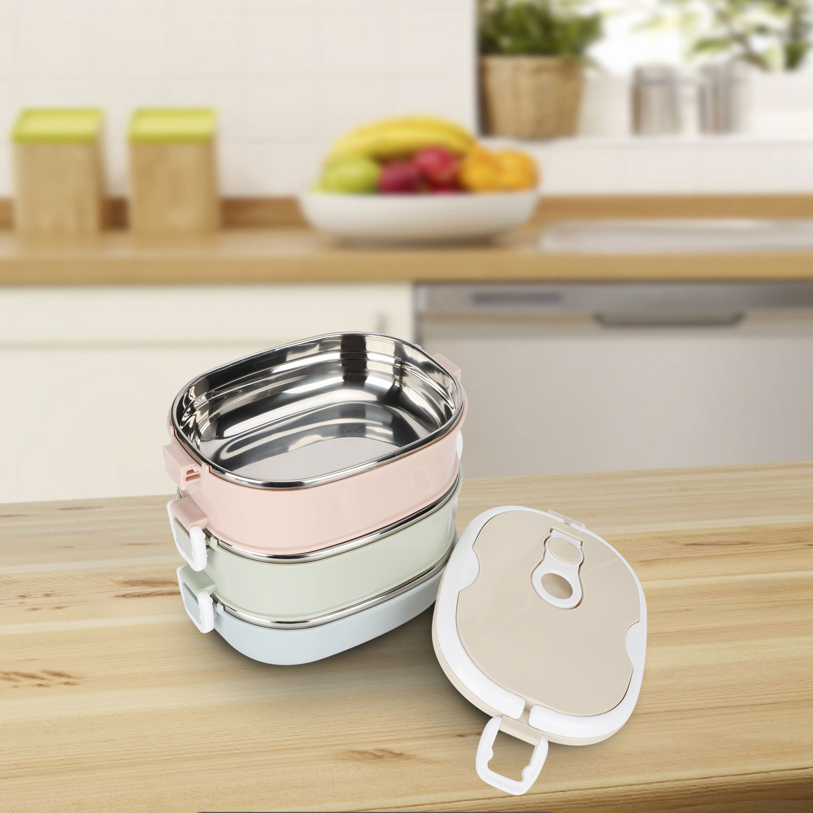 弁当箱弁当箱ポータブルステンレス鋼食品容器学生子供作業キッチ - Baby Food Container のレビューと価格