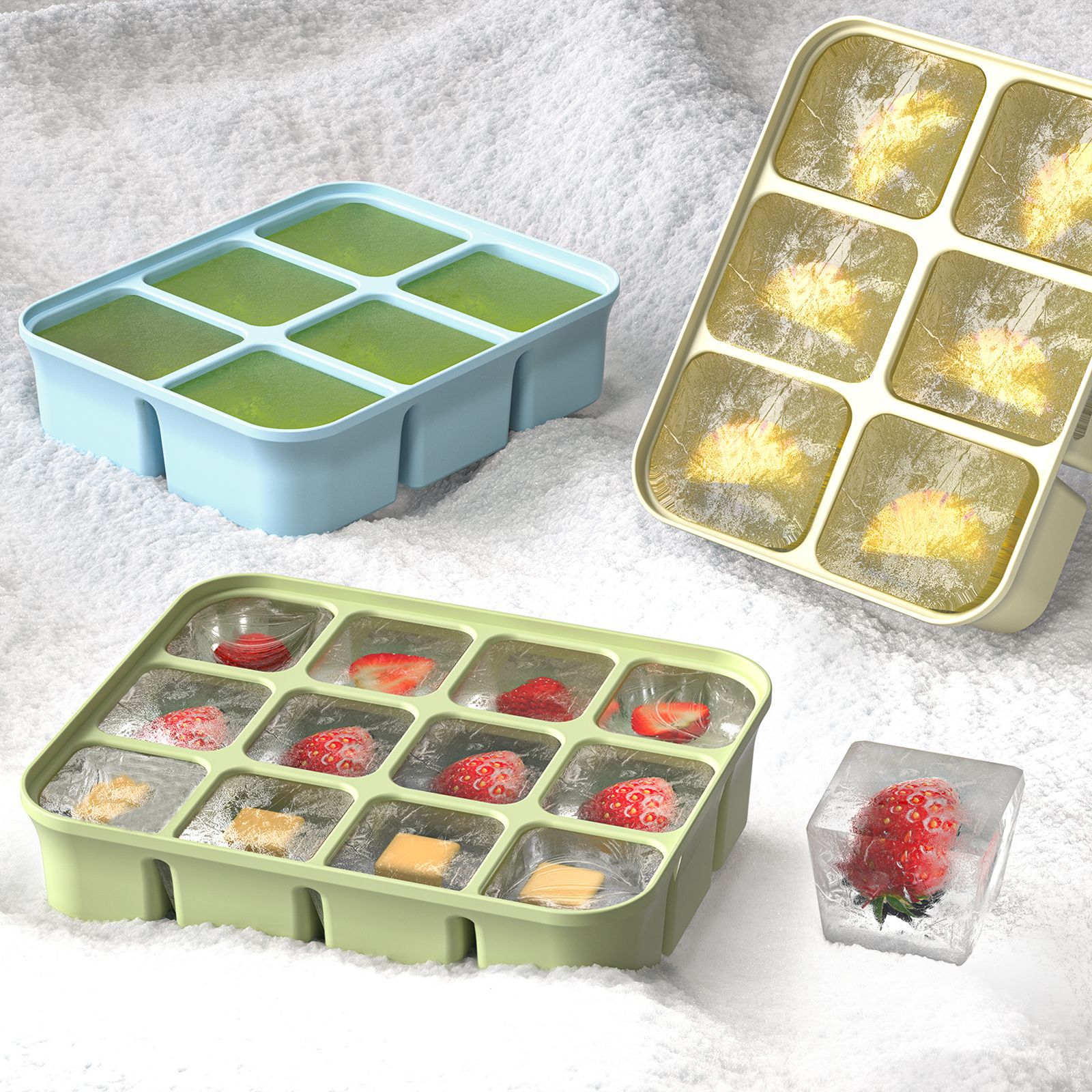 3個入りシリコンベビーフードフリーザートレイ蓋付き、自家製フ - Freezer Tray Baby のレビューと価格