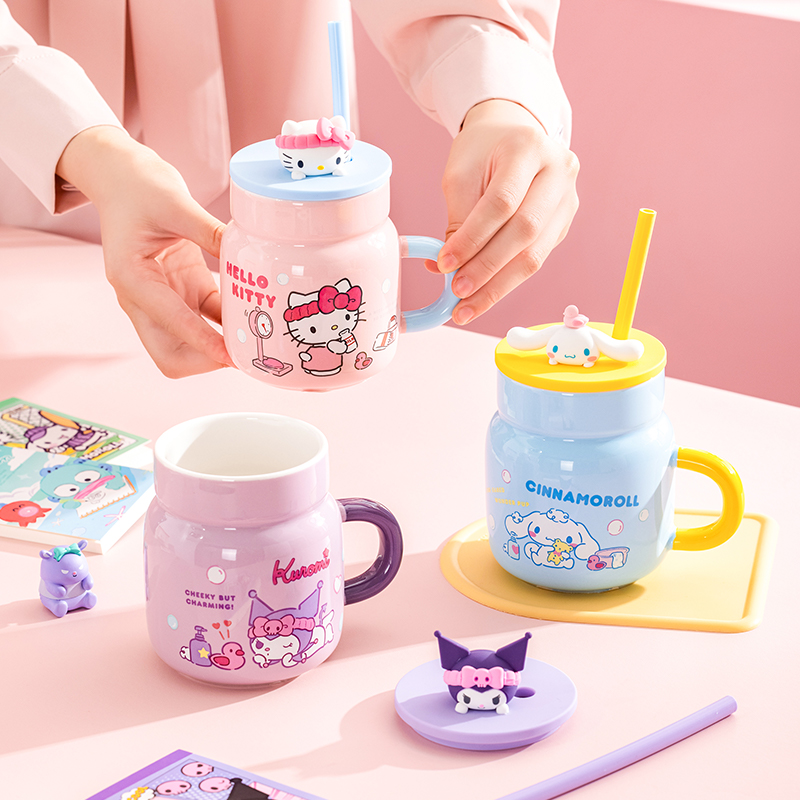 サンリオ 450ml セラミックマグ ハローキティ クロミ  - Training Cup Straw のレビューと価格
