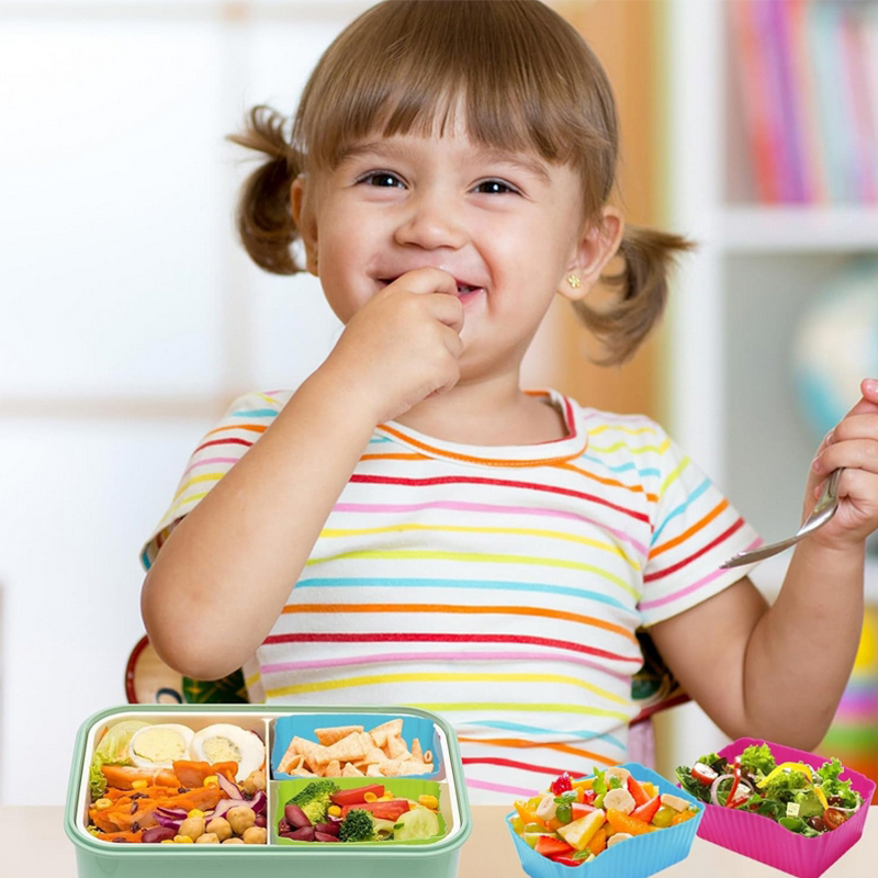 8 個のシリコンランチボックスディバイダー子供用キッズスクー - Baby Food Container のレビューと価格