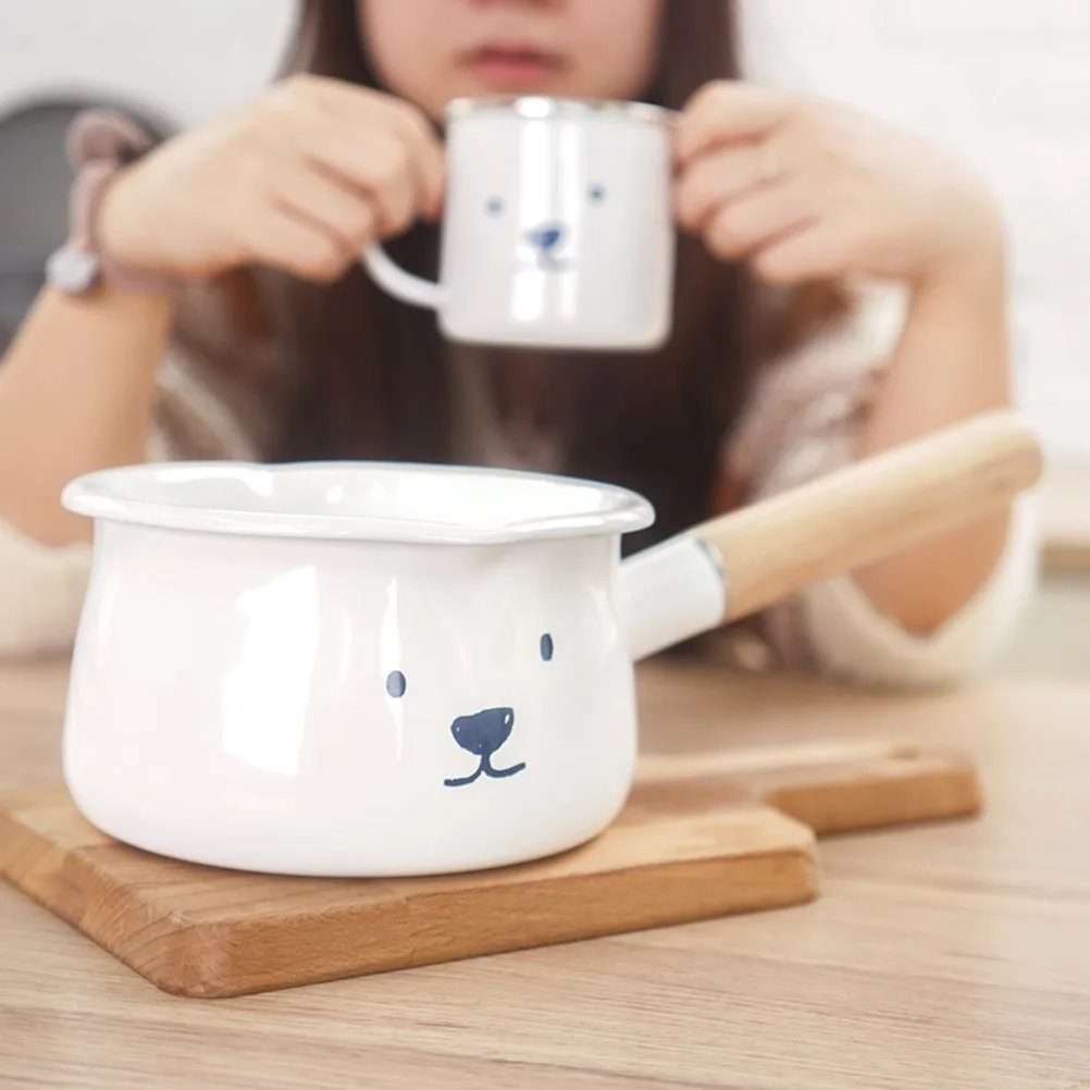 日本製エナメルミルクポットベビー補助食調理鍋厚底シングルハン - Baby Food Japanese のレビューと価格