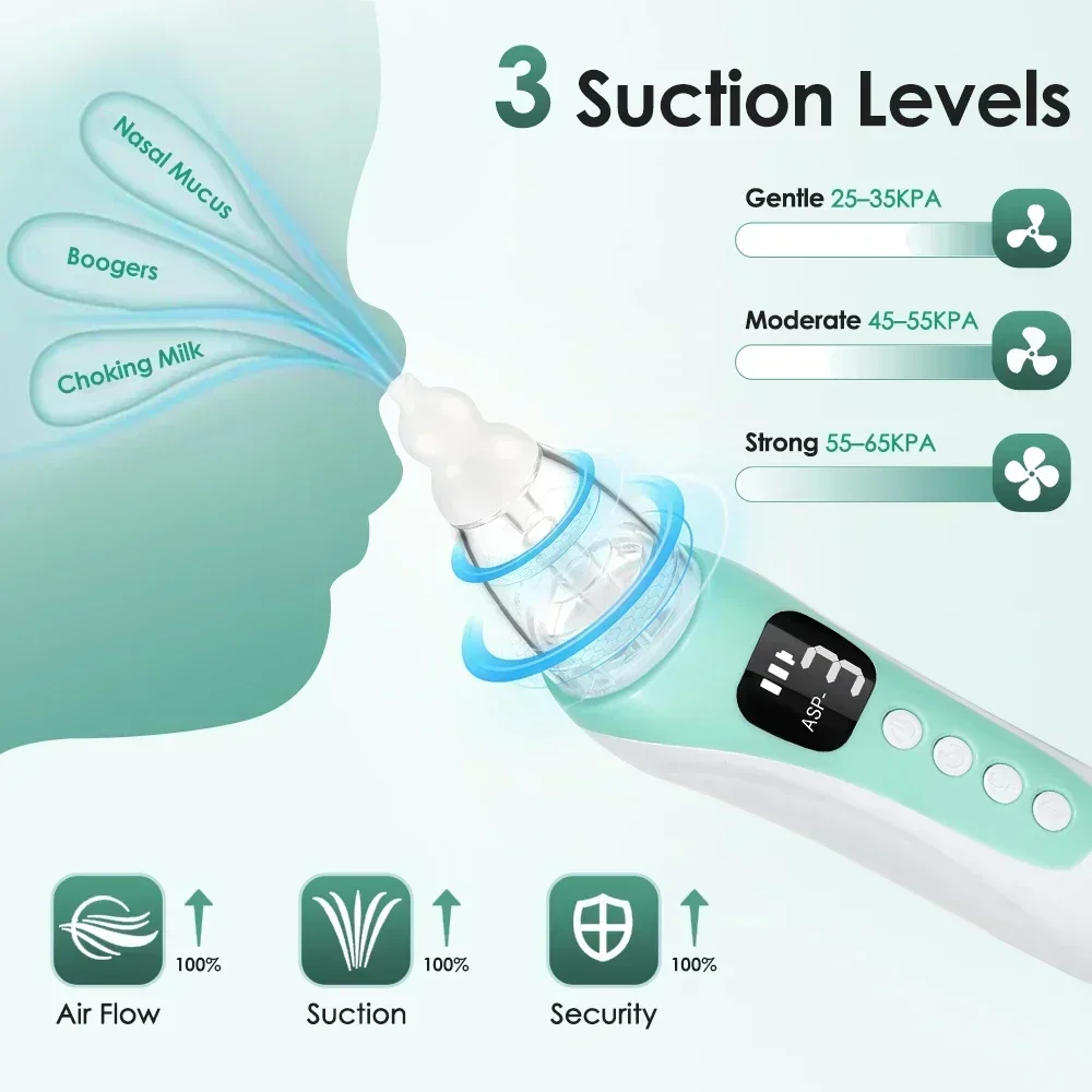 電動ベビー鼻吸引器、3段階吸引レベル、食品グレードシリコン製 - Baby Food Category のレビューと価格