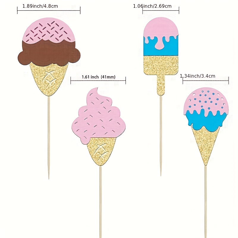 12個入りグリッターアイスクリームカップケーキトッパー 夏を - Baby Food Dessert のレビューと価格